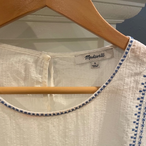 Madewell Embroidered Crewneck Folk Top Size Small - Picture 5 of 9